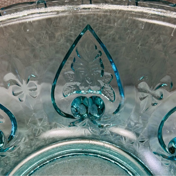 Vintage KIG turquoise blue candy dish, pedestal feet. NO blemishes noted. - Picture 6 of 7